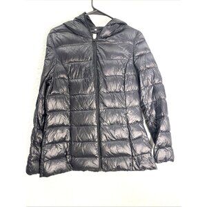 SOIA & KYO Jacket Womens L Black Down Puffer Coat Packable Zip Up Travel Ski
